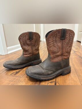 Rocky Ride FLX Western Boots in Dark Chocolate Burnt Orange Kids Size 2.5 Cowboy
